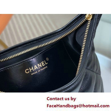 Chanel Shiny Lambskin  &  Gold-Tone Metal Small Hobo Bag black AS4922 2025